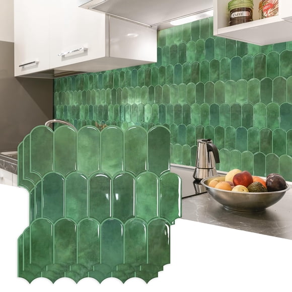 Baldosas para salpicaduras, despegar y pegar, color verde, 10 hojas