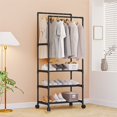 thumbnail image 4 of Miogawg Heavy Duty Clothes Rack, Freestanding 4 Tiers Garment Rack For Hanging Clothes With Shelves And Hangers, Hanging Rod For Small Space, 4 of 6