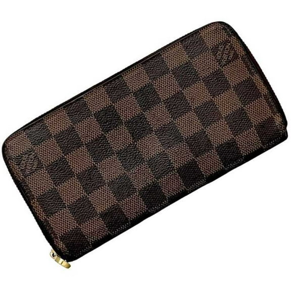 Pre-Owned Louis Vuitton Round Zippy Wallet ec-24281 Brown Damier Ebene N60015 Canvas... (Fair)