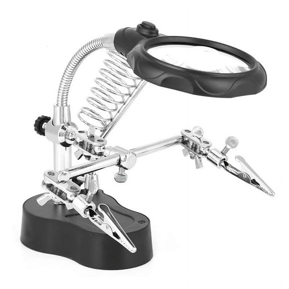Helping Hand, Adjustable Magnifying Third Hand Simple Operation LED Light for Laboratory