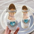 thumbnail image 5 of LOVZFMLL Girl's Dress Shoes Mary Jane Glitter Rhinestone Heart Low Heels Wedding Party Princess Shoes for Toddler Kid White 6.5-7 Years, 5 of 8