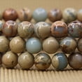 thumbnail image 4 of Natural Serpentine Gemstone 8mm Round Beads Stretch Bracelet 7" Unisex, 4 of 6