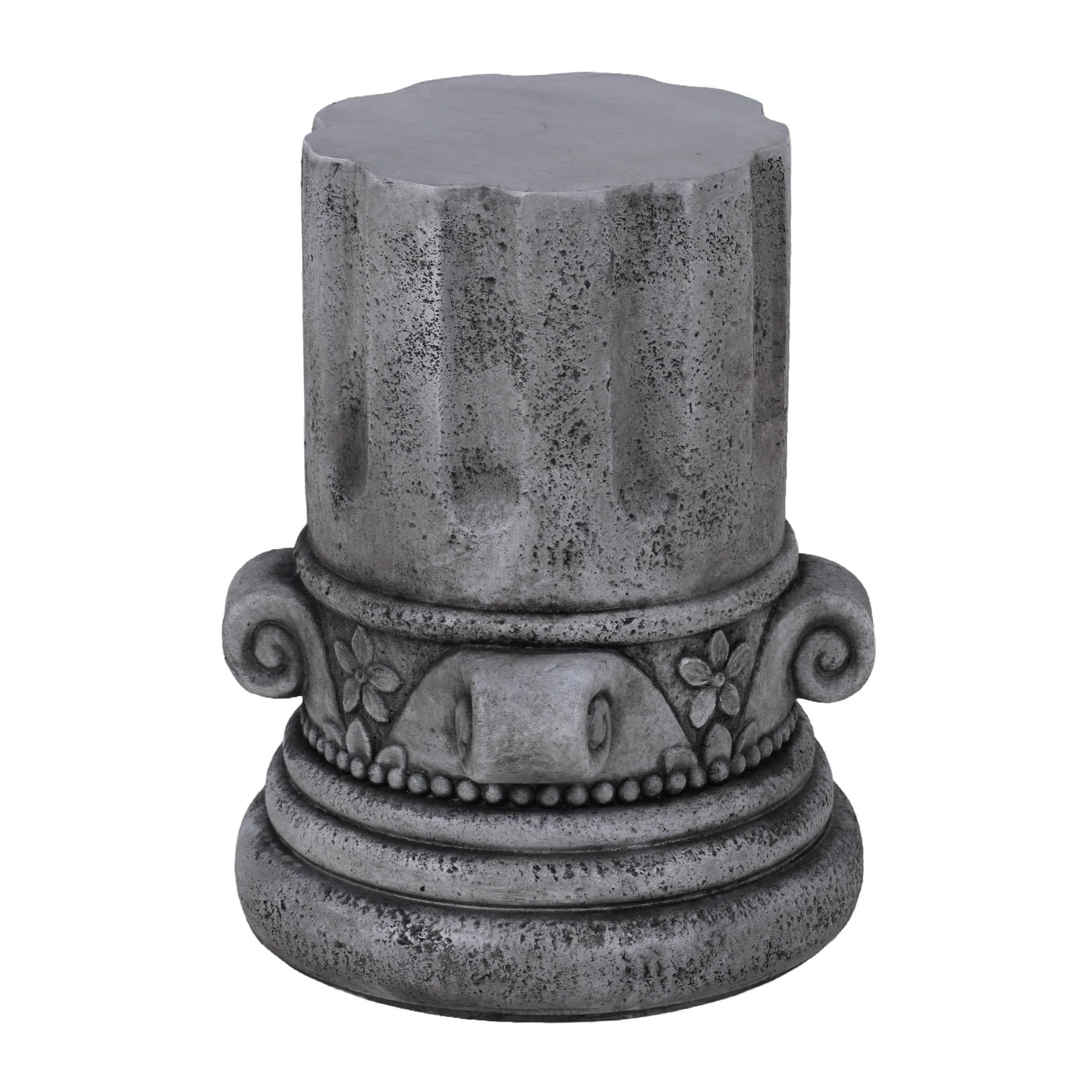Cement Side Table, Modern Small Round Accent End Table for Patio Garden Backyard Outdoor Rest Area, Antique Grey