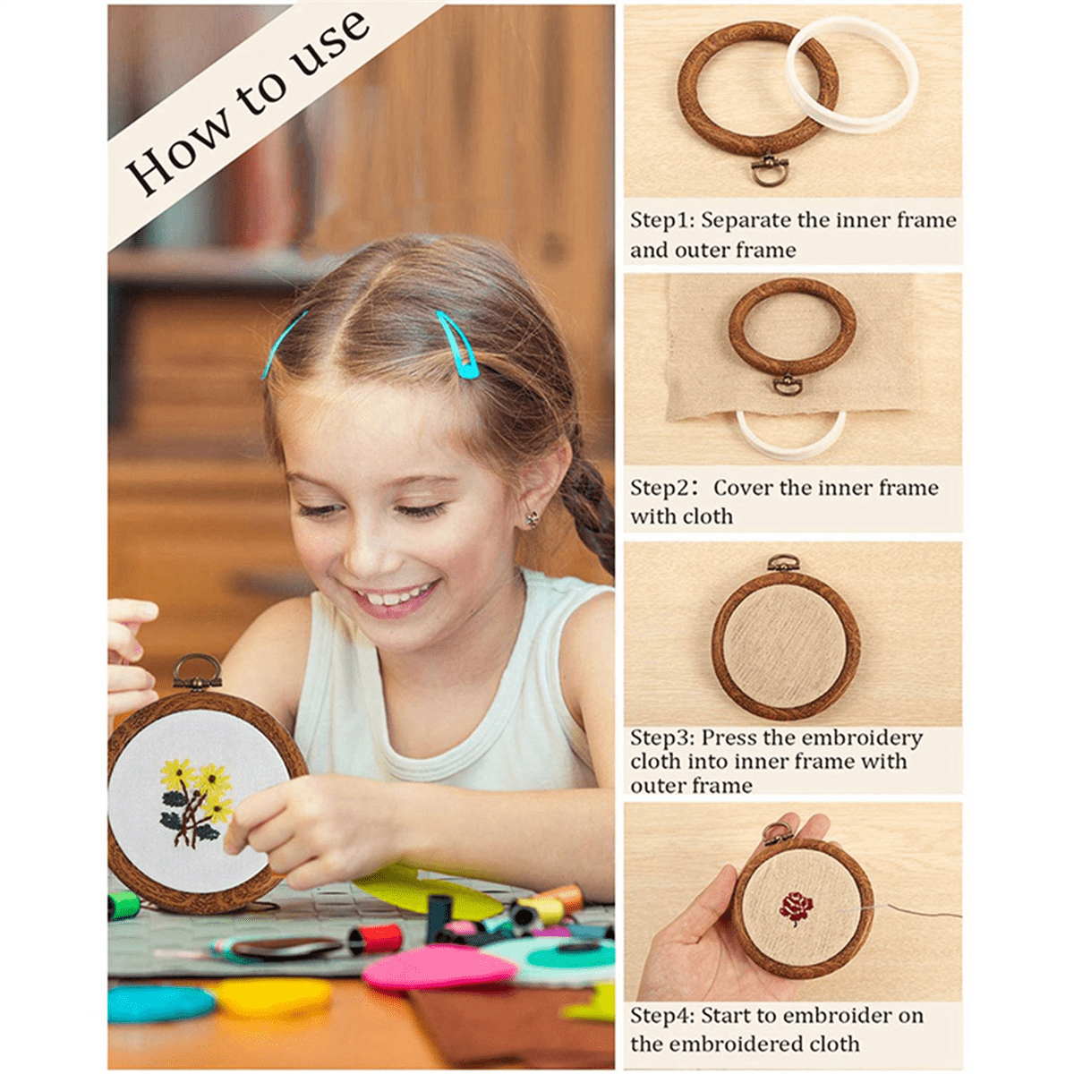 25Pcs Embroidery Hoops Imitated Wood Embroidery Circle Round Display Frame Circle for Art Craft Sewing and Hanging