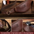 thumbnail image 2 of Genuine Leather Waist Pack Vintage Fanny Pack Men Cowhide Crossbody Belt Bag Shoulder Bag, 2 of 8