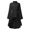 thumbnail image 3 of ZANZEA Women Asymmetrical Hem Shirt Lapel High Low Solid Color Buttons Pullover Blouse, 3 of 7