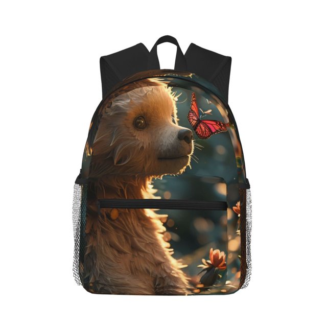 Disketp Sunshine Butterfly Flower Bear Mochila Ligera Clásica con Múltiples Bolsillos, Mochila Casual para Hombre y Mujer, Ideal para Escuela, Trabajo y Viajes