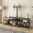 thumbnail image 3 of VECELO 71 Inch TV Stand for TVs up to 80 Inch with Swivel Mount and Power Outlet, Entertainment Center Height Adjustable TV Console with Storage Shelves, Brown, 3 of 11