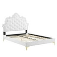 thumbnail image 4 of Modway Sasha Button-Tufted Performance Velvet King Bed in White, 4 of 5