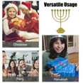 thumbnail image 4 of candelabro Irfora Portavelas de menorá de 7 ramas, templo de Jerusalén, 12 tribus de Israel, menorá de 6,69 pulgadas de altura, candelabro antiguo de Hanukkah para decoración de fiestas judías, dorad, 4 of 6
