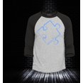 thumbnail image 2 of Shop4Ever Men's Blue Puzzle Piece Raglan Baseball Shirt XX-Large Heather Grey/Black, 2 of 4