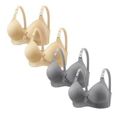 Ploknplq Bras for Women No Underwire brasieres Para Mujer balconette Bras for Women seamless Push Up Bra no Underwire Bras Support Bralette Everyday Bra Pack of 4 brassiere for Women Black Xl Red S