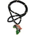 thumbnail image 5 of Icemond Slanted Pan African Colored Africa Map Continent with Ankh Pendant on 30" Wooden Bead Necklace in Gold or Silver Tone, 5 of 5