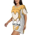 thumbnail image 2 of Naloa Prince Corgi Dog Women's Short-Sleeved Pajama Set, Loungewear, Summer pajamas, Breathable Cozy - XX-Large, 2 of 9