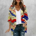 thumbnail image 2 of jsaierl Women Floral Print Lightweight Chiffon Kimono Cardigan Short Sleeve Loose Beach Wear Cover Up Blouse Top, 2 of 6