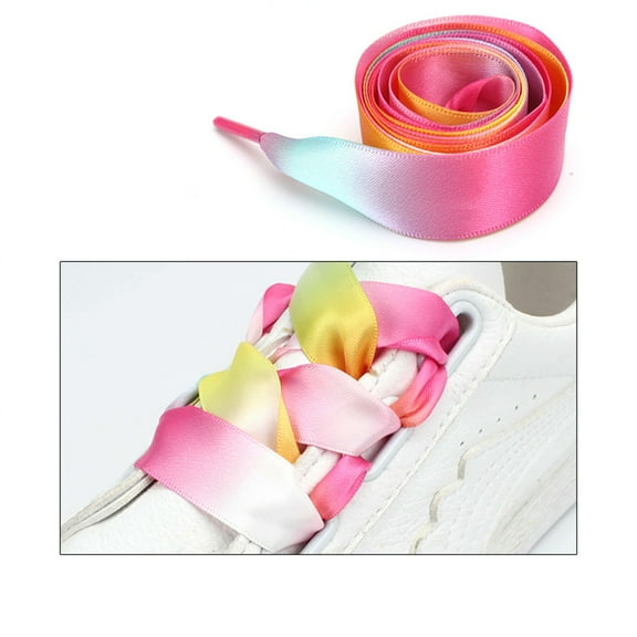 Shoelace Rainbow Ribbon Shoelaces for Sneakers - 2 Pairs (47.24X0.79X0.08Inch)