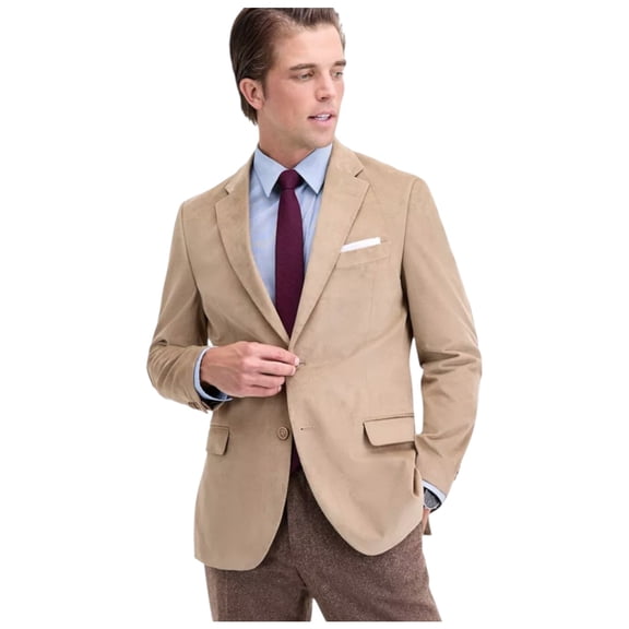 Nautica Mens Modern fit Sport Coat Blazer 42 R Beige Solid Stretch