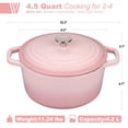 thumbnail image 2 of Olla holandesa VORRINGARD de hierro fundido esmaltado rosa de 4,5 qt con set para pan, 2 of 8