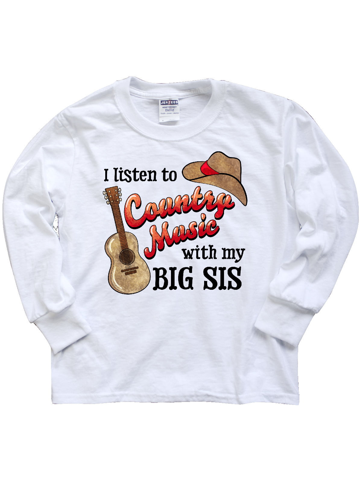 inktastic I Listen to Country Music with My Big Sis Guitar Long Sleeve Creeper