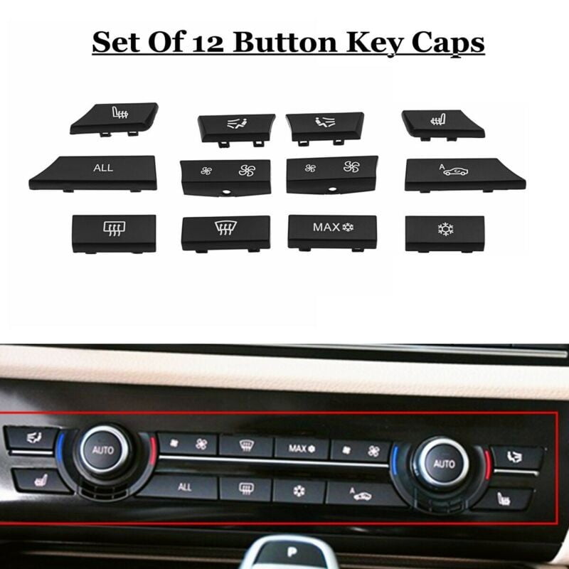 Set 12 Buttons Key Caps Kit A/C Heater Switch For BMW 5 6 7 Series 