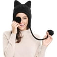 thumbnail image 4 of ORUYROP Bonnet Tricoté Oreilles de Chat Mignonnes d'Hiver avec Rabat, 4 of 6