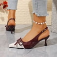 thumbnail image 6 of Women's Slingback Pumps Bow Pointed Toe Pumps with Elasticated Strap Pumps Mid Heels Evening Comfortable Dress Shoes Open Back Sandals, 6 of 9