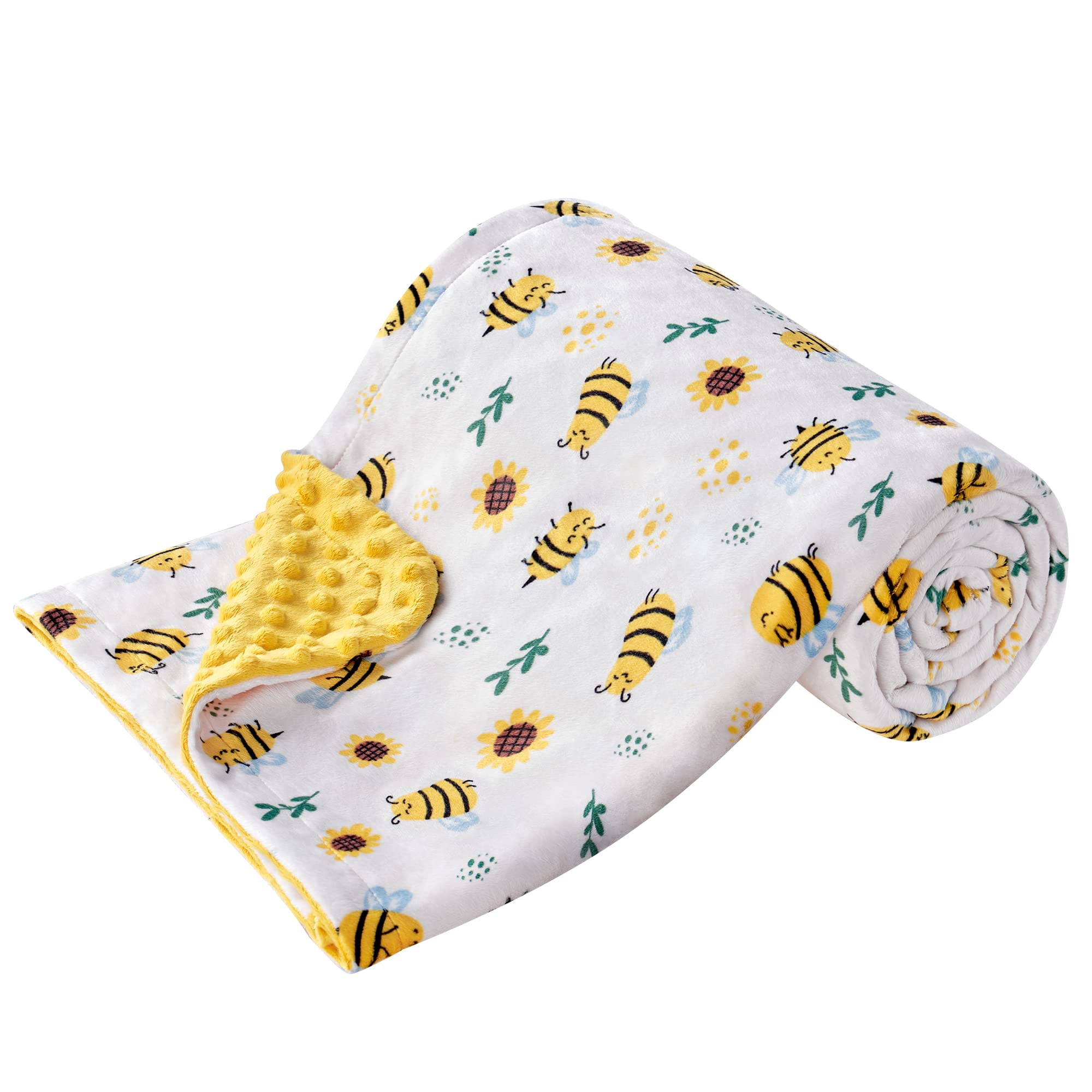 DaysU Silky Micro Soft Plush Baby Blankets Unisex with Print Animal Pattern and Soothing Raised Dots Double Layer Bed Throws for Toddler Cot Bee Yellow 50x60 Inches Walmart