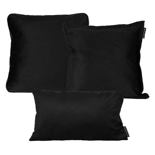 Set de 3 Cojines DICASA Cuadrado Cuadrado Grande Rectangular Negro