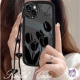 thumbnail image 4 of Huawei Y6P Y7P Y9s Y9 2019 Nova 10 9 8Pro 7 7i 7se 8se 8i 6se 5T P50 Pro Mate 50 40 30Pro Moda Negro Tulipán Silicona Cámara Ovalada Funda Blanda, 4 of 4
