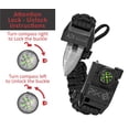 thumbnail image 4 of PSK Paracord Bracelet 8-in-1 Personal Survival Kit Urban & Outdoors Survival Knife, Fire Starter, Glass Breaker, Survival Whistle, Signal Mirror, Fishing Hook & String, Compass (Black / Black), 4 of 8