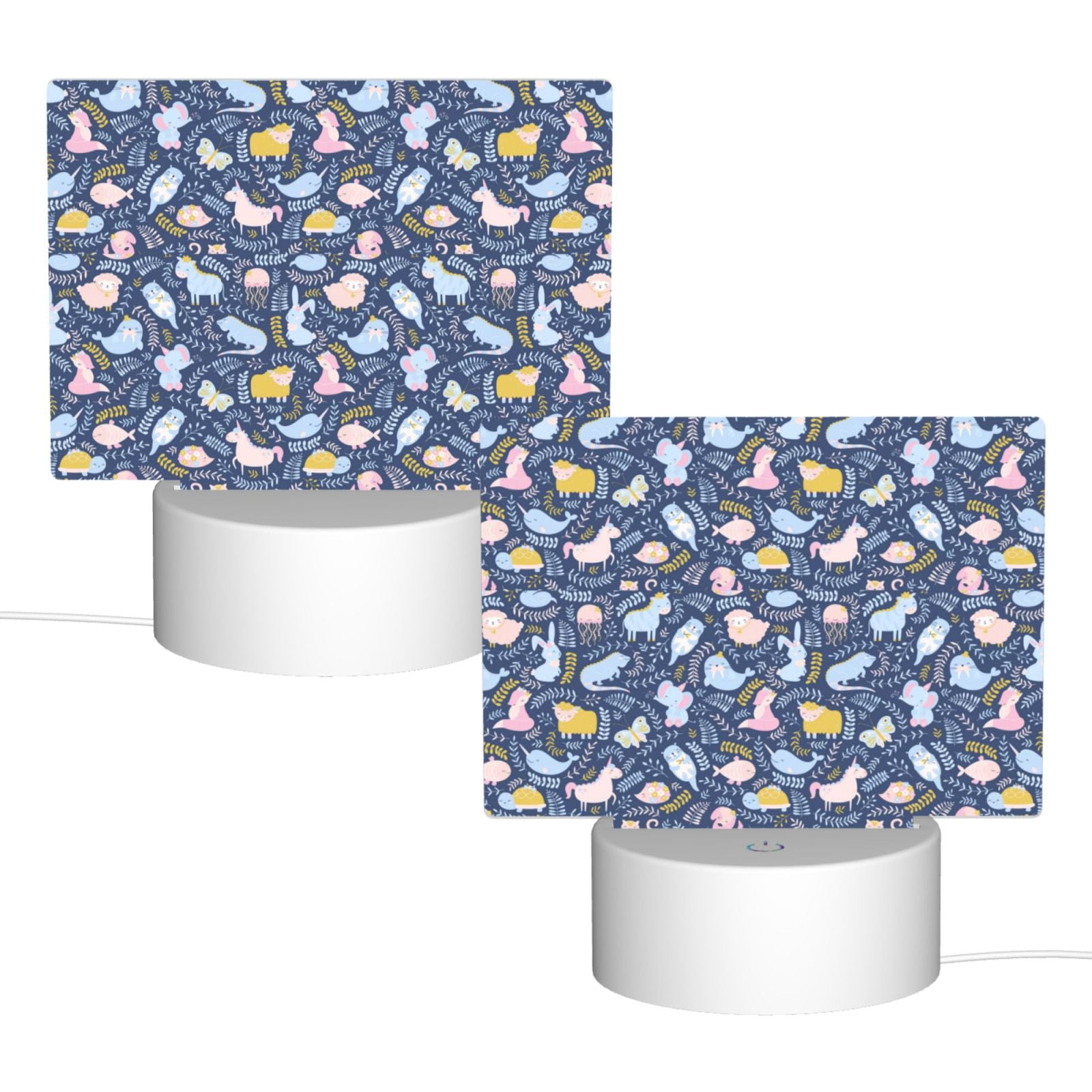 Hirioo Cute Baby Animals for Rectangular Acrylic with Night Light Best Gifts for Lover Girl Mom, Valentine's Day Anniversary Birthday Wedding Present