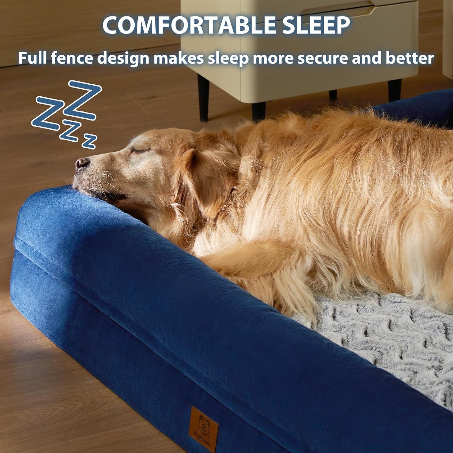 ECP XXL Extra Large Dog Bed, Washable Dog Couch with Removable Waterproof Cover, Orthopedic Large Pet Sofa Bed with Bolster Sides for Sleeping