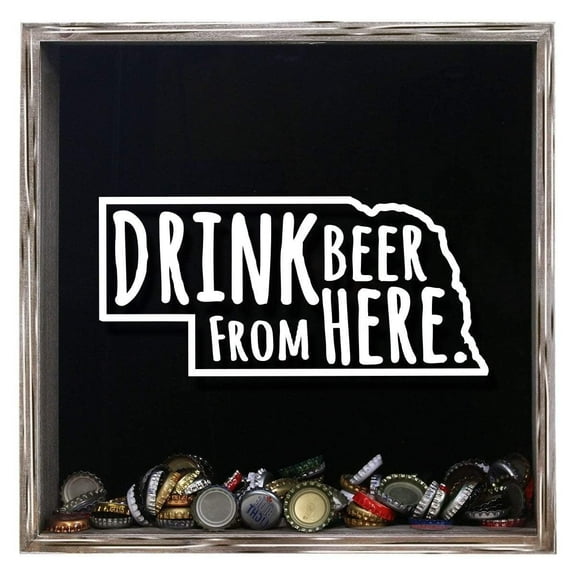 Torched Nebraska Drink Beer Cap Shadow Box Wall Mount Decor 13"x13"x3.5"