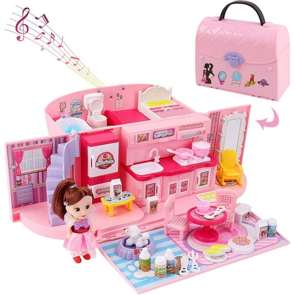 Barbie Fashion Pink Handbag for Aspiring Designers, Travel Backpack Purse with Toy Phone & Camera, Girls Purse Set for Creative Play (Pink)
