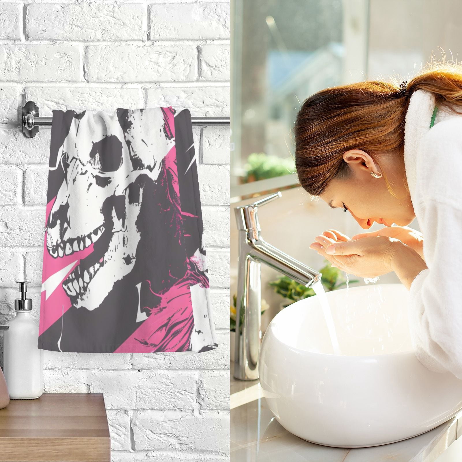 Unicorns Skeleton Hand Towels Cotton Bath Towels Large Face Towels Absorbent for Bathroom 2 Packs
