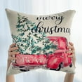 thumbnail image 2 of Merry Christmas Tree Truck Pillow Covers 18x18 Farmhouse Christmas Decorations Throw Pillows Red Pickup with Green Pine Tree Winter Snow Holiday Outdoor Cushion Case for Couch Sofa, 2 of 5