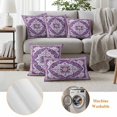 thumbnail image 6 of Purple Boho Outdoor Waterproof Pillow Covers, Ethnic Geometric Middle Century Art Decorative Square Throw Pillowcase Sofa Cushion Sham for Patio/Couch/Chair, 24"x24" 2 Pack, 6 of 8