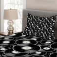 thumbnail image 2 of Ambesonne Retro Quilted Coverlet 2 Pcs, Old Time Records Music Discs, Twin Size, Charcoal Grey White, 2 of 4