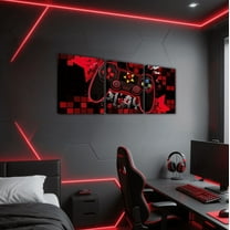 Erosebridal Video Game Theme Paintings Wall Decor Framed Teens Room, Gamer Gaming Wall Decorations for Living Room, Red