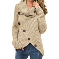 thumbnail image 1 of Jersey GRECERELLE de punto grueso con cuello alto para mujer, color caqui, talla M, 1 of 8