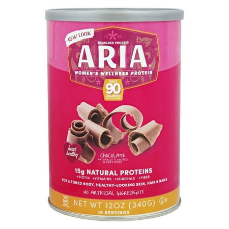 Designer Protein Aria Women's Wellness Protein Powder, Chocolate, 15g Protein, 12 Oz
