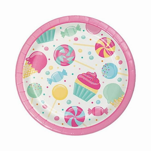 Candy Bouquet Round Paper Dessert Plates 8 Count for 8 Guests