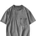 thumbnail image 6 of Hfnxid Big and Tall Men's Vintage Short Sleeve Shirt Solid Color Casual T-Shirt Fashion Crew Neck Tee with Pocket Gray XL, 6 of 6