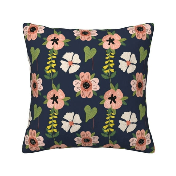 Square Throw Pillow Covers with Core, Small Pink Flowers Decorative Pillows for Sofa Beds, 16"x16"