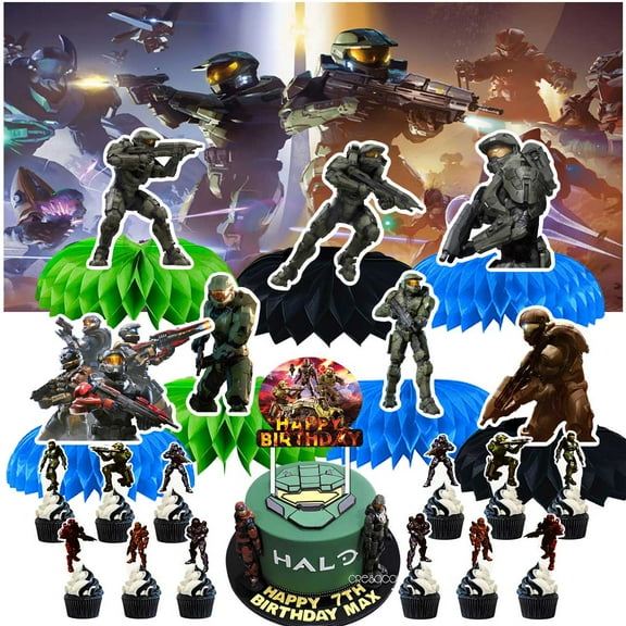 Halo Party Decorations Decor Supplies Honeycomb Centerpieces Table Toppers Cake Toppers for Birthday Photo Props