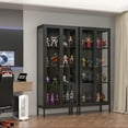 thumbnail image 6 of Polup 66"H Black Glass Cabinet with 4 Adjustable Shelves Metal Dispay Curio Cabinet, 6 of 7