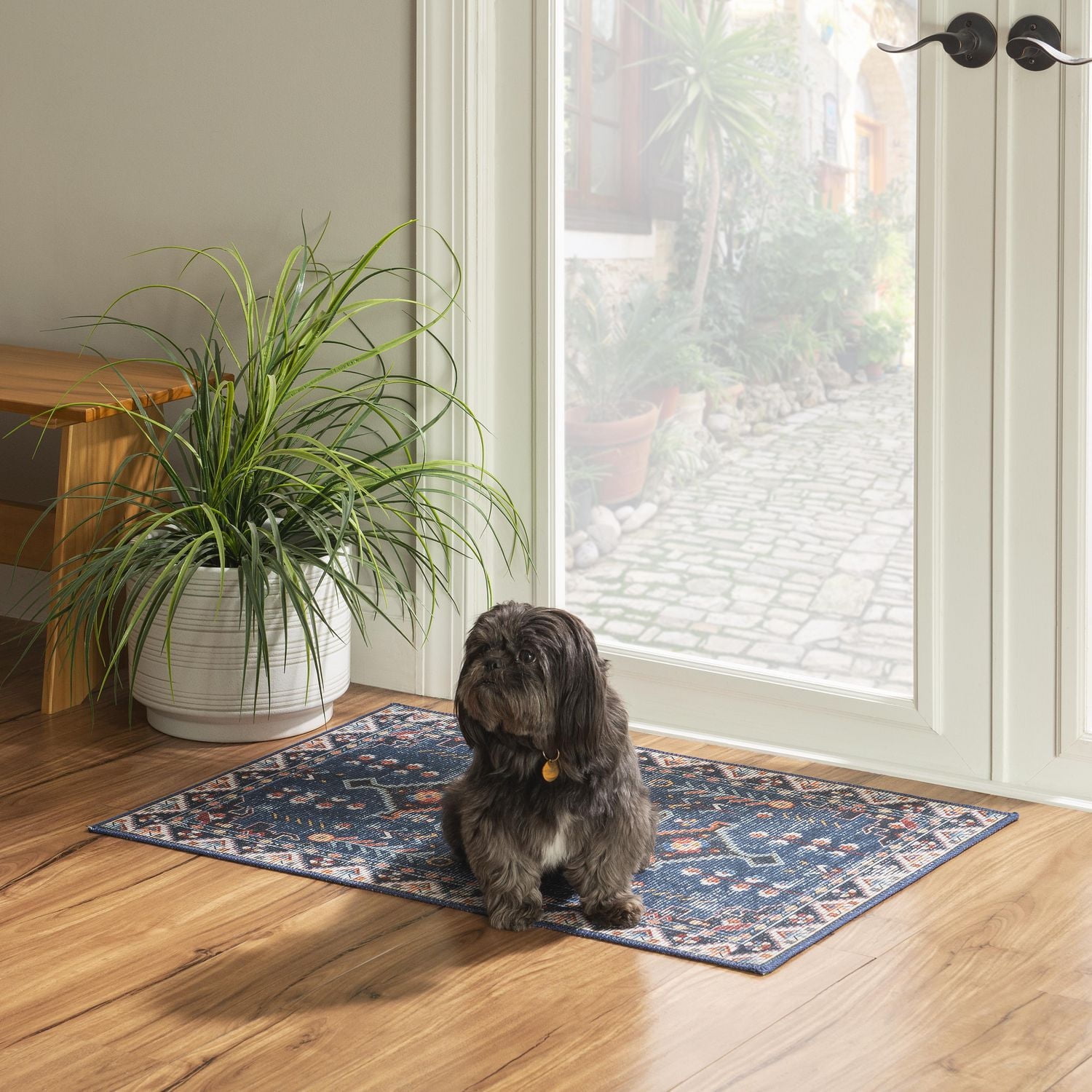 Tapis d'appoint lavable Larson 2 pi x 3 pi sarcelle et ivoire