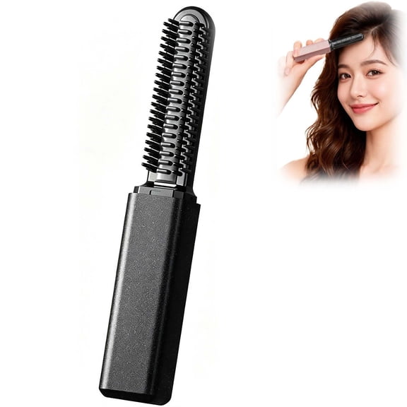 Portable Bang Styling Comb, Mini Hair Straightener for Bangs，Cordless Pocket Mini Flat Iron for Bangs for Travel