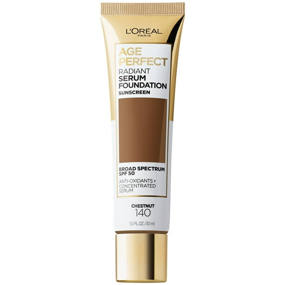 L'Oreal Paris Age Perfect Radiant Serum Foundation Makeup, 140 Chestnut, 1 fl oz