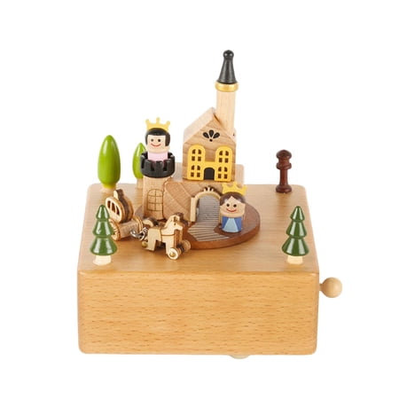 LeeQinersw Wind up Music Box Cute Collectibles Home Bedroom Decor Ornaments Kids Wooden Toy Castle Princess